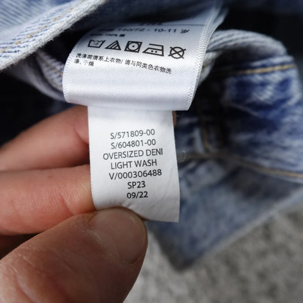 Gap Jacket Girls L Blue Jean Denim Flap Pocket Western Biker Trucker Bomber Coat